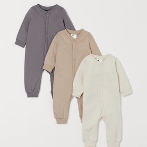 3-pack Cotton Jumpsuits 1-2M (NB)